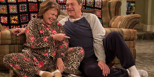 Roseanne Barr and her on-screen husband John Goodman in "Roseanne."