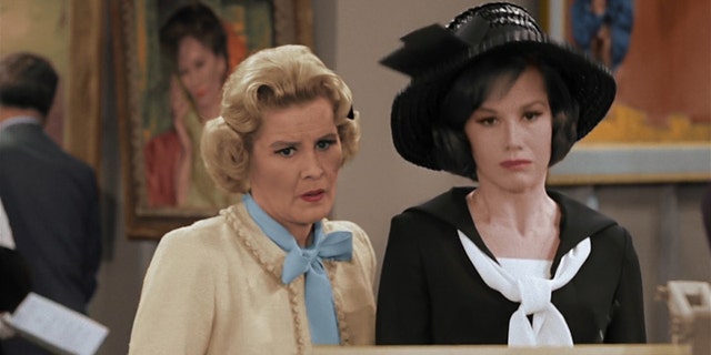 Rose Marie (left) and Mary Tyler Moore (right) appear in an episode of the 'Dick Van Dyke Show'