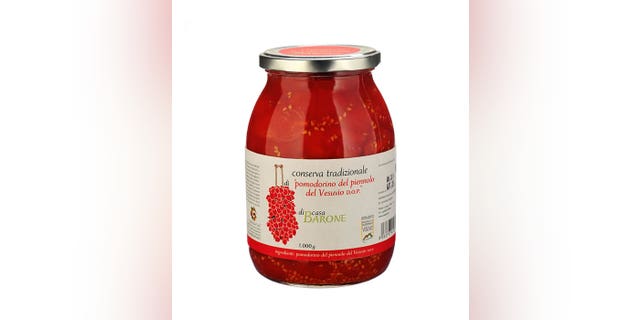 These DOP-certified heritage tomatoes are grown organically by Casa Barone in the Mount Vesuvius National Park. They are hand-harvested, being either thrown into jars literally within hours, or left to hang in homes for winter storage.