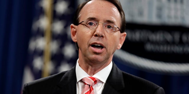 Rod Rosenstein addressed the charges during a news conference on Friday, July 13, 2018.