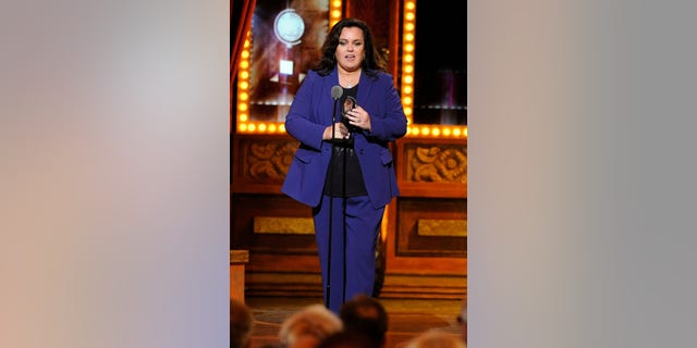 June 8, 2014. Rosie O'Donnell accepting the Isabelle Stevenson Award on stage at the 68th annual Tony Awards at Radio City Music Hall in New York.