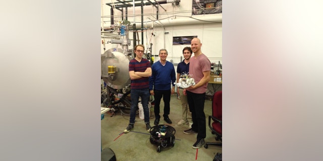 Rover researchers at the University of Colorado Boulder. From left to right, Nate Marx, Jack Burns, Ben Mellinkoff and Chris Womack.
