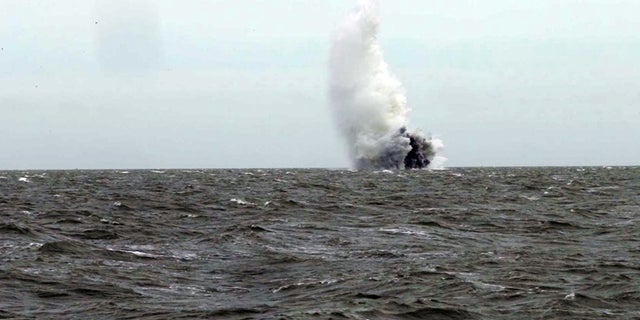 Royal Navy bomb disposal experts have detonated the World War II bomb that was recently discovered in the River Thames (Royal Navy/Ministry of Defence)