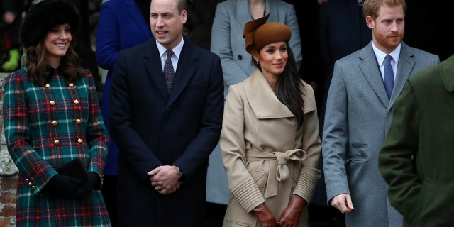 From left to right: Duchess Kate, Prince William, Meghan, Duchess of Sussex and Prince Harry.  In early 2020, the Duke and Duchess of Sussex announced that they would take a step back as a senior member of the British royal family.