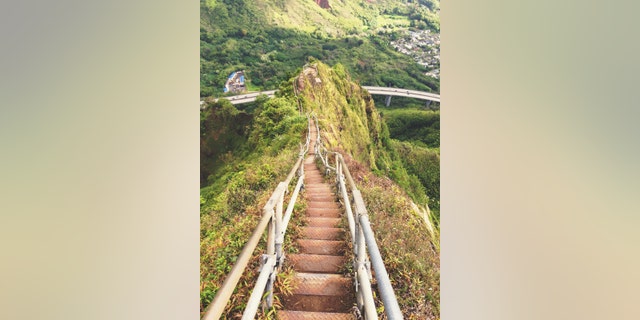 The Haiku Stairs on the Hawaiian island of Oahu are an illegal tourist attraction.