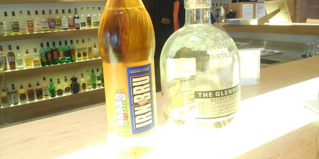 Soft drink for kids and whisky for adults at Scotch Whisky Experience in Edinborough.