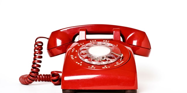 Isolated red phone.