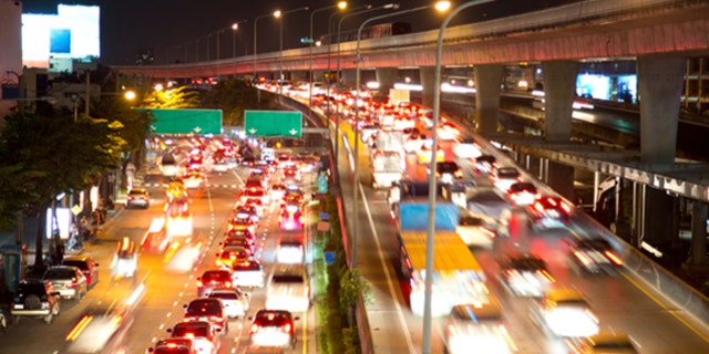traffic on night road