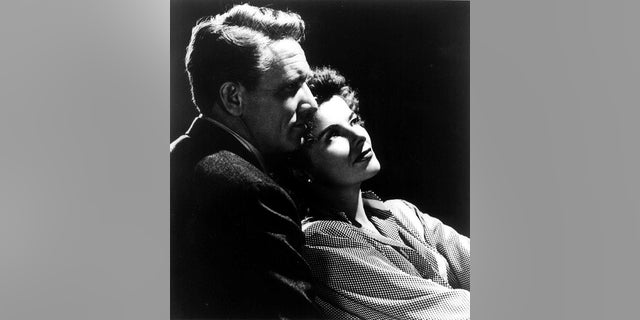 Actress Katharine Hepburn is shown with actor Spencer Tracy in a 1945 photo from the film 'Without Love.'