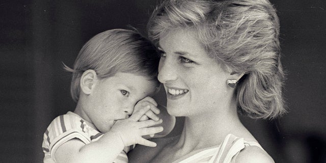 Princess Diana with Prince Harry.