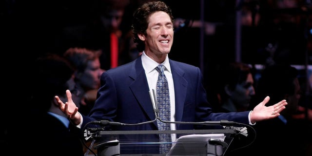 Joel Osteen preaches during a church service. "The battle to overcome a setback is so often in our mindset," he told Fox News Digital.