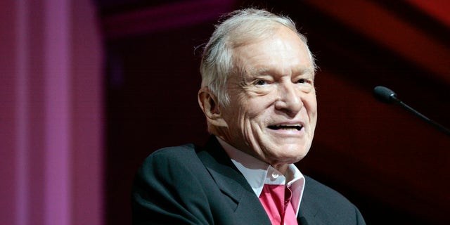 Hugh Hefner, founder, editor-in-chief and creative officer of Playboy, speaks as he is honored with the Hollywood Distinguished Service Award in Memory of Johnny Grant by the Hollywood Chamber of Commerce in Hollywood, California June 7, 2012.