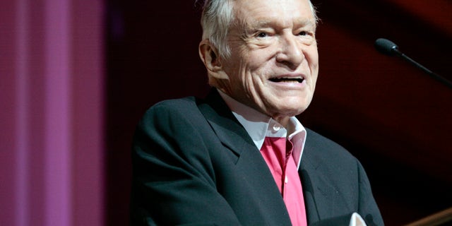 Hugh Hefner, founder, editor-in-chief and creative officer of Playboy, speaks as he is honored with the Hollywood Distinguished Service Award in Memory of Johnny Grant by the Hollywood Chamber of Commerce in Hollywood, California June 7, 2012.