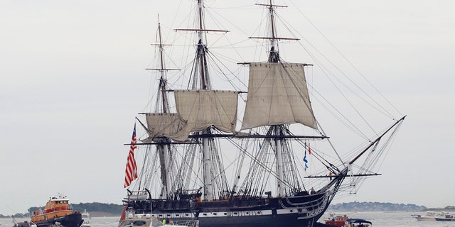 The USS Constitution setting sail in recent times. 