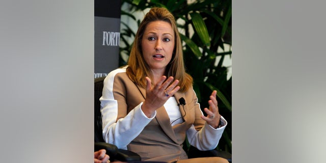 Heather Bresch, chief executive of Mylan, Inc., speaks during a session at Fortune's Most Powerful Women Summit in Laguna Niguel, California October 2, 2012. REUTERS/Alex Gallardo (UNITED STATES - Tags: BUSINESS) - RTR38PP6