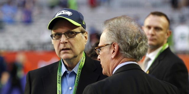 FILE -- Seattle Seahawks owner Paul Allen on the field before Super Bowl XLIX against the New England Patriots at University of Phoenix Stadium.