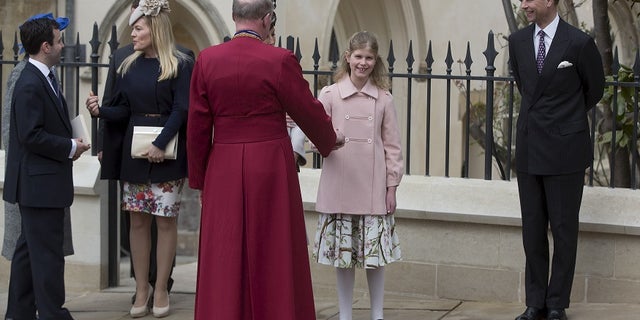 Lady Louise Mountbatten-Windsor, in the pink coat, is the oldest child of Prince Edward.