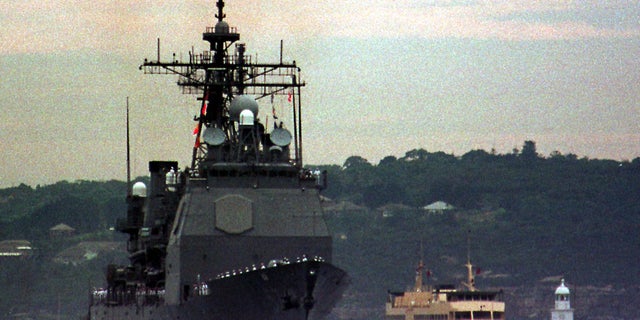 The guided missile cruiser USS Lake Champlain is seen entering the Sydney Harbor in 1998. It collided with a South Korean fishing vessel in the Sea of Japan in May 2017.