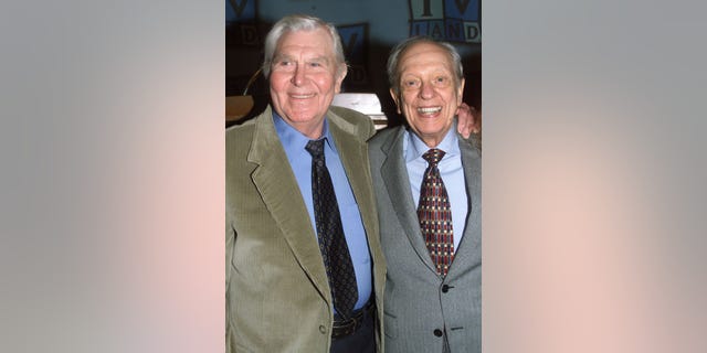 Actor Don Knotts, best known for his role as Deputy Barney Fife on the popular 1960's television series "The Andy Griffith Show," poses at a luncheon honoring Knotts with actor Andy Griffith. Knotts received a star on the Hollywood Walk of Fame on Janaury 19.
FSP/HB - RTRGI8