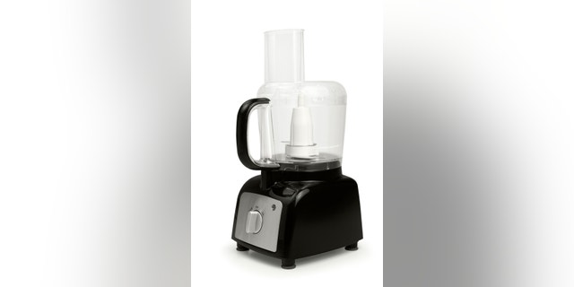 Food processor isolated on white.