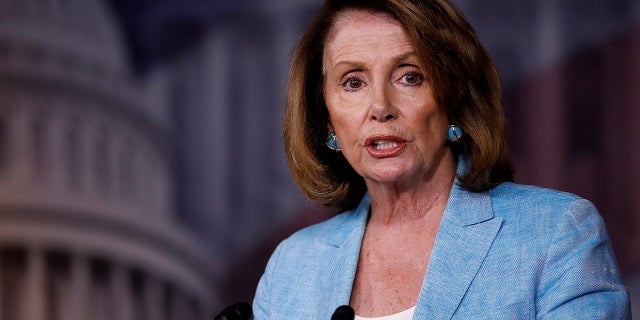 House Minority Leader Nancy Pelosi addresses reporters in Washington, June 15, 2017.