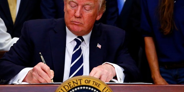U.S. President Donald J. Trump delivers remarks on "Apprenticeship and Workforce of Tomorrow" initiatives and signs an executive order at the White House in Washington, U.S. June 15, 2017. REUTERS/Eric Thayer - RTS178NS