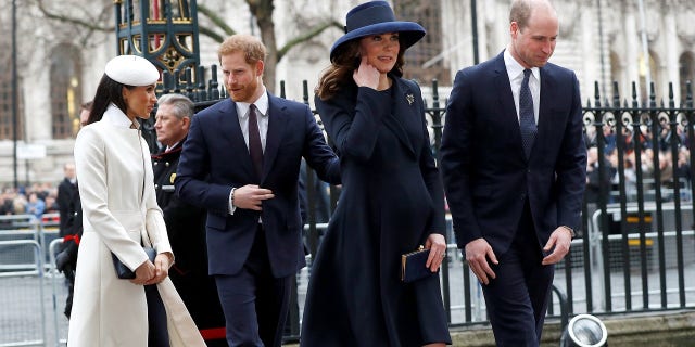 Meghan Markle and Prince Harry walked behind Prince William and Kate Middleton into the event.