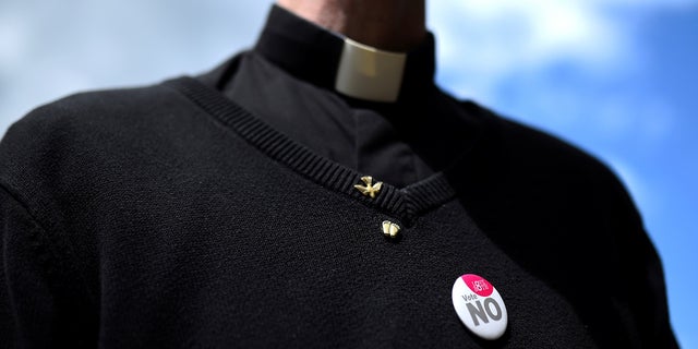 Fr. Peter O'Kane from Belfast takes part in a pro-life rally in Dublin.