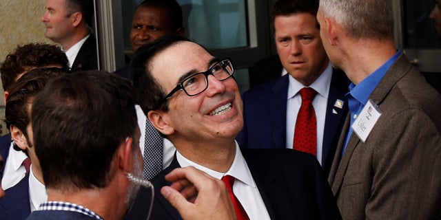 U.S. Treasury Secretary Steven Mnuchin arrives ahead of the dedication ceremony of the new U.S. embassy in Jerusalem.