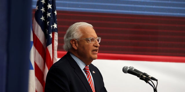 U.S. Ambassador to Israel David Friedman speaks during the dedication ceremony of the new U.S. embassy in Jerusalem.
