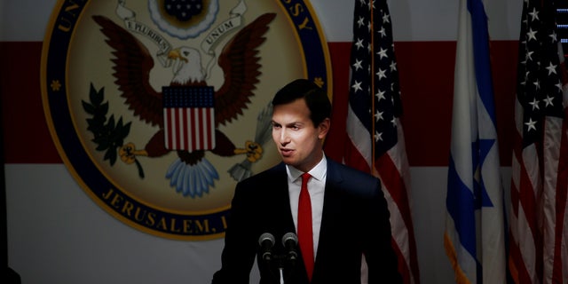 White House Senior Advisor Jared Kushner speaks during the dedication ceremony of the new U.S. embassy in Jerusalem.