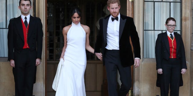 Meghan Markle and Prince Harry heading to the evening reception.