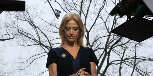 FILE -- Counselor to U.S. President Donald Trump, Kellyanne Conway prepares to go on the air in front of the White House in Washington, U.S., January 22, 2017. REUTERS/Carlos Barria
