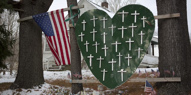 A memorial for the victims of the 2012 Sandy Hook shooting.