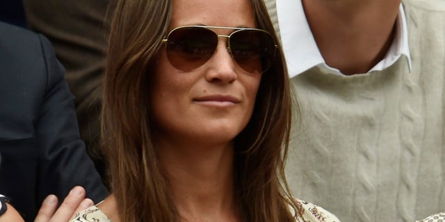 Pippa Middleton on Centre Court at the Wimbledon Tennis Championships in London, July 12, 2015. REUTERS/Toby Melville - RTX1K3MD