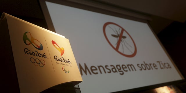 The logos of the Rio 2016 Olympic Games and Rio 2016 Paralympic Games are pictured next to a message on a screen that reads "Message about Zika" during a media briefing in Rio de Janeiro, Brazil, February 2, 2016.