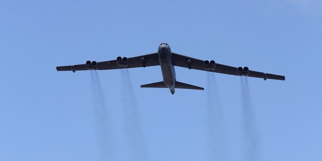 A U.S. B-52 bomber takes part in the "Saber Strike" NATO military exercise in Adazi, Latvia, June 13, 2016. REUTERS/Ints Kalnins - RTX2FYU3