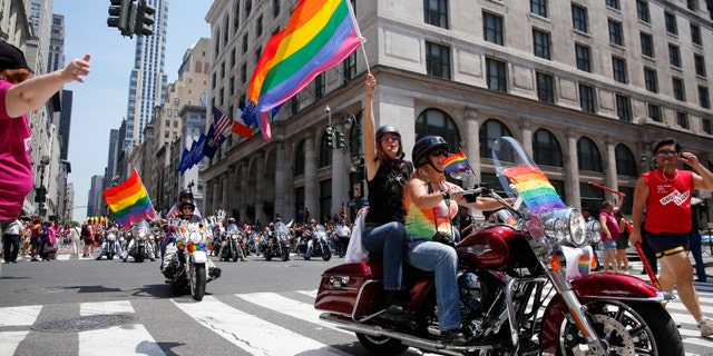 Bikers at the annual NYC Pride parade in New York City.