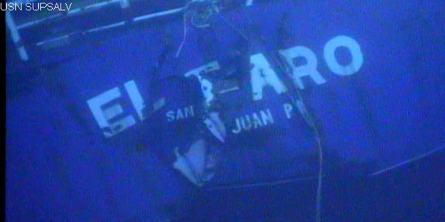 The stern of the El Faro is shown on the ocean floor taken from an underwater video camera on November 1, 2015. (Courtesy National Transportation Safety Board/Handout)