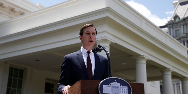 White House senior adviser Jared Kushner speaks to the press following his meeting with members of the Senate Intelligence Committee.