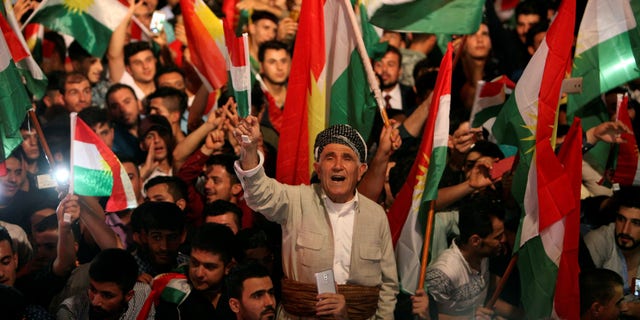Kurdish people celebrate to show their support for the upcoming September 25th independence referendum in Erbil, Iraq September 8, 2017.