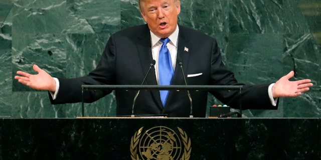 President Donald Trump addresses the 72nd United Nations General Assembly at U.N. headquarters in New York, U.S., September 19, 2017.