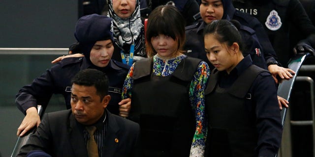 Doan Thi Huong visits the airport where Kim Jong Nam was murdered. The women were reportedly emotional during the trip.