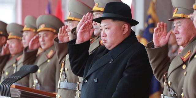 North Korean leader Kim Jong Un attends a grand military parade celebrating the 70th founding anniversary of the Korean People's Army at the Kim Il Sung Square in Pyongyang, in this photo released by North Korea's Korean Central News Agency (KCNA) February 9 2018. KCNA/via REUTERS  ATTENTION EDITORS - THIS PICTURE WAS PROVIDED BY A THIRD PARTY. REUTERS IS UNABLE TO INDEPENDENTLY VERIFY THE AUTHENTICITY, CONTENT, LOCATION OR DATE OF THIS IMAGE. NO THIRD PARTY SALES. NOT FOR USE BY REUTERS THIRD PARTY DISTRIBUTORS. SOUTH KOREA OUT. - RC160E43BE20