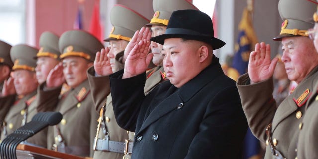 North Korean leader Kim Jong Un attends a grand military parade celebrating the 70th founding anniversary of the Korean People's Army at the Kim Il Sung Square in Pyongyang, in this photo released by North Korea's Korean Central News Agency (KCNA) February 9 2018. KCNA/via REUTERS ATTENTION EDITORS - THIS PICTURE WAS PROVIDED BY A THIRD PARTY. REUTERS IS UNABLE TO INDEPENDENTLY VERIFY THE AUTHENTICITY, CONTENT, LOCATION OR DATE OF THIS IMAGE. NO THIRD PARTY SALES. NOT FOR USE BY REUTERS THIRD PARTY DISTRIBUTORS. SOUTH KOREA OUT. - RC160E43BE20