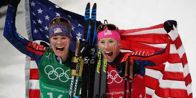 Jessica Diggins and Kikkan Randall made history by winning the United States' first women's cross-country skiing medal – and it was gold.