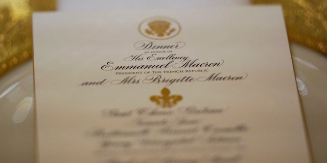 The menu for President Trump's first state dinner with French President Emmanuel Macron includes "the best of America's cuisines and traditions, with nuances of French influence."