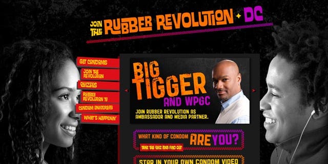 The "Rubber Revolution" campaign, which was launched earlier this month by the District of Columbia Department of Health, will target all D.C. residents for the next year and features a five-question condom quiz. (RubberRevolutionDC.com)