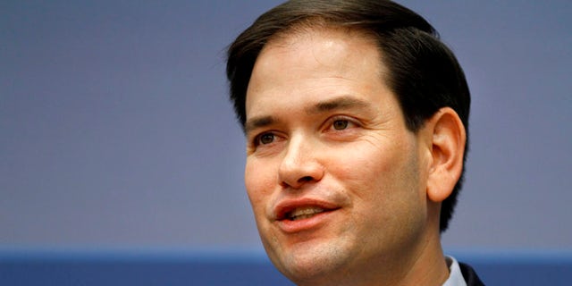 April 25, 2012: Sen. Marco Rubio speaks about foreign policy at the Brookings Institution in Washington.
