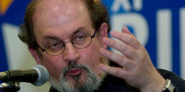 FILE 2003: Indian-born writer Salman Rushdie, author of 'The Satanic Verses' speaks at a book fair in Rio de Janeiro.